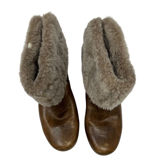 UGG Brown Lynnea Leather Shearling Clog Leather Booties Size 6 - Picture 4 of 8